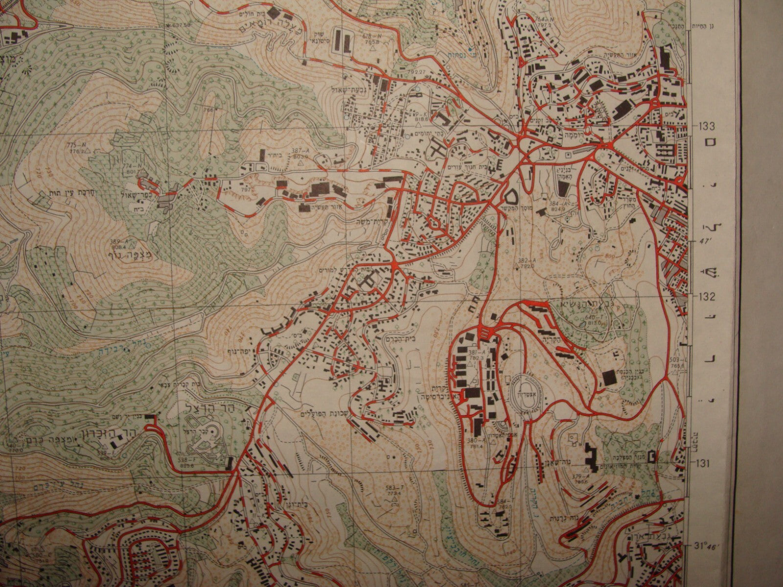 Map Israel Jerusalem EIN KAREM Area Hebrew 1964 Pre Six Day War Arab Settlements
