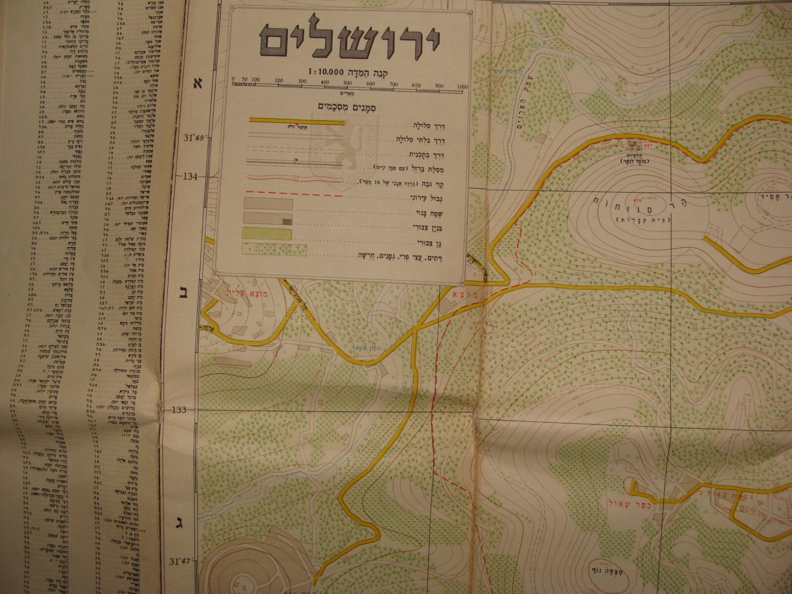 Map Jewish Judaica 1963 Israel Israeli JERUSALEM Pre Six Day War LARGE 82x112 cm
