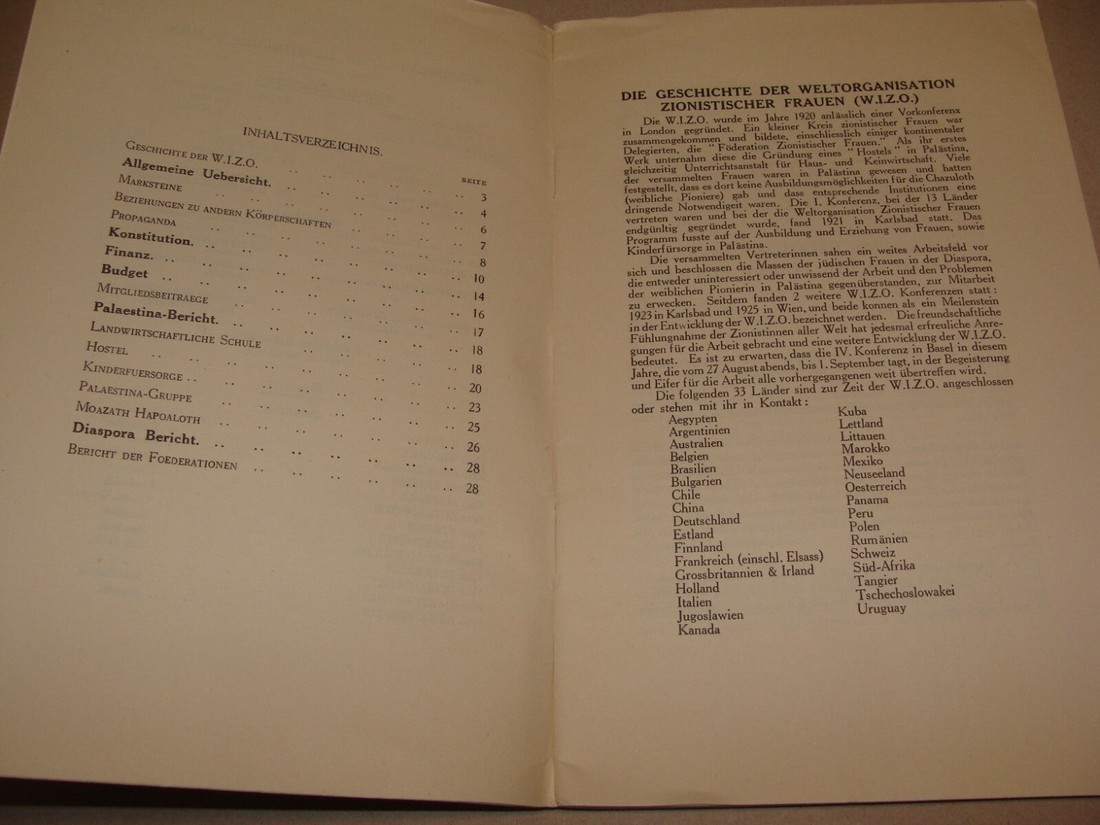 Report Jewish 1927 Judaica London UK Women Zionist Conference WIZO German