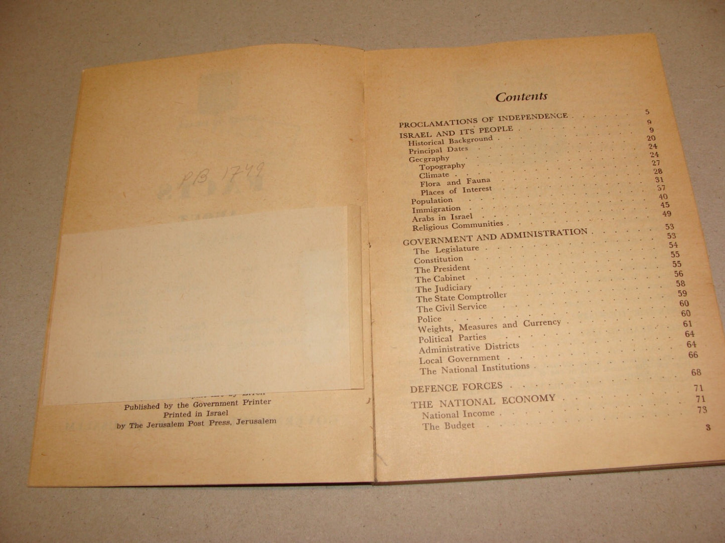 Book Jewish Judaica 1957 Israel Israeli Facts Guide Information History Map