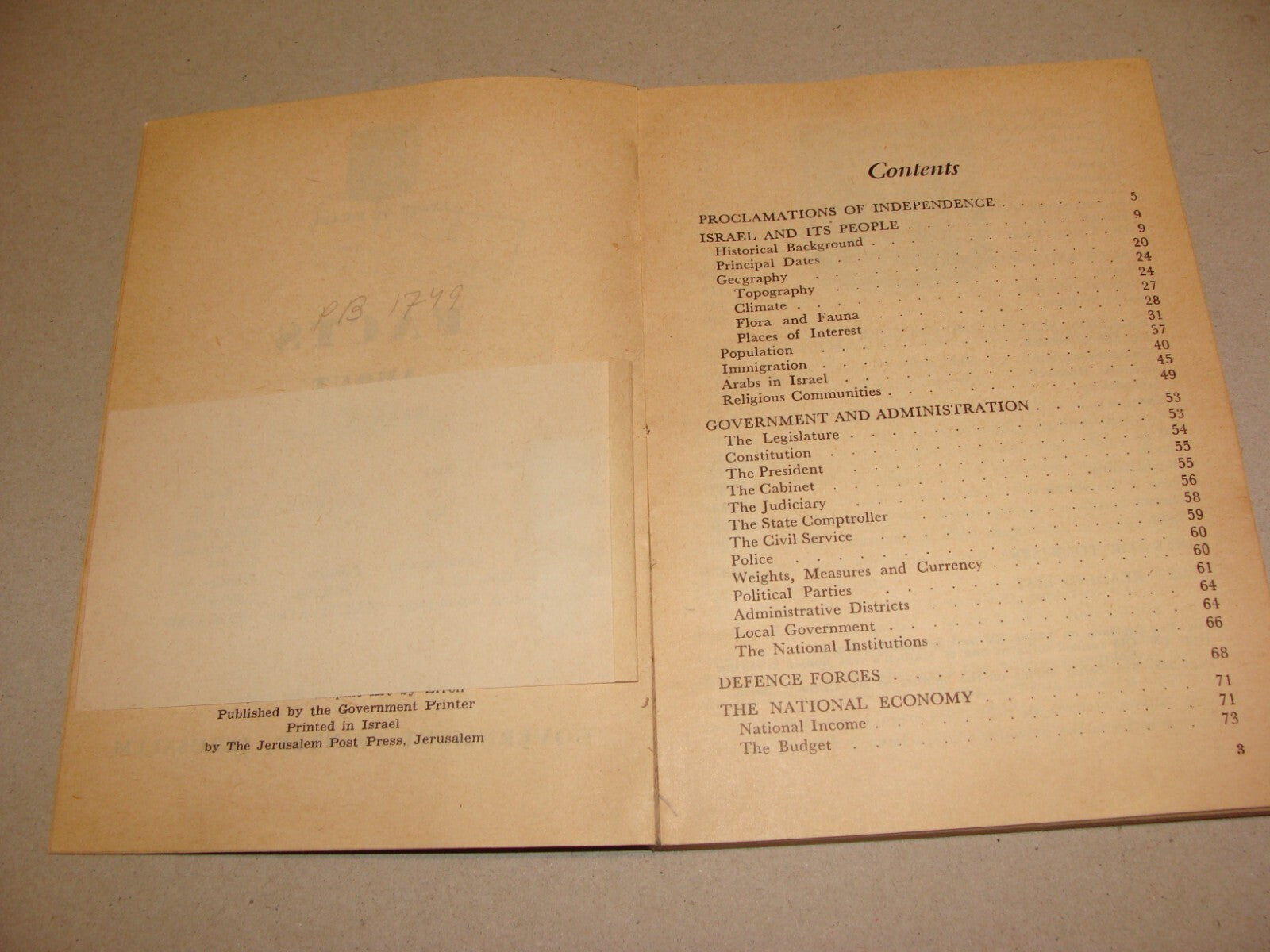 Book Jewish Judaica 1957 Israel Israeli Facts Guide Information History Map