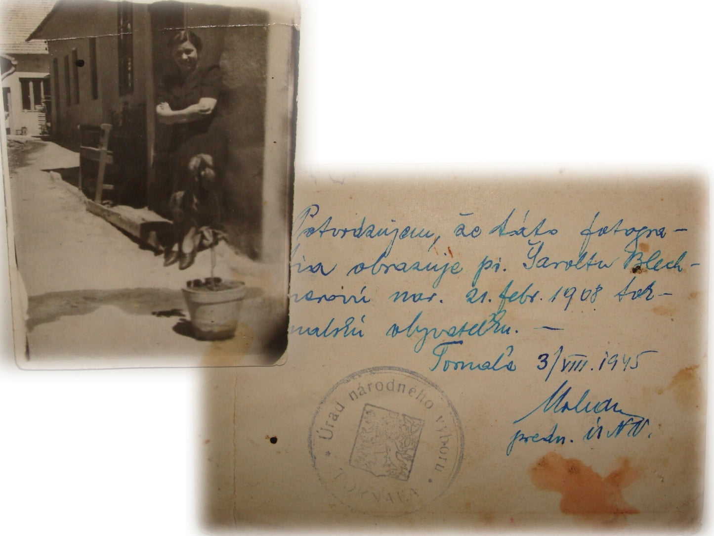 Photo Jewish Letter Judaica 1945 Slovakia Tornala