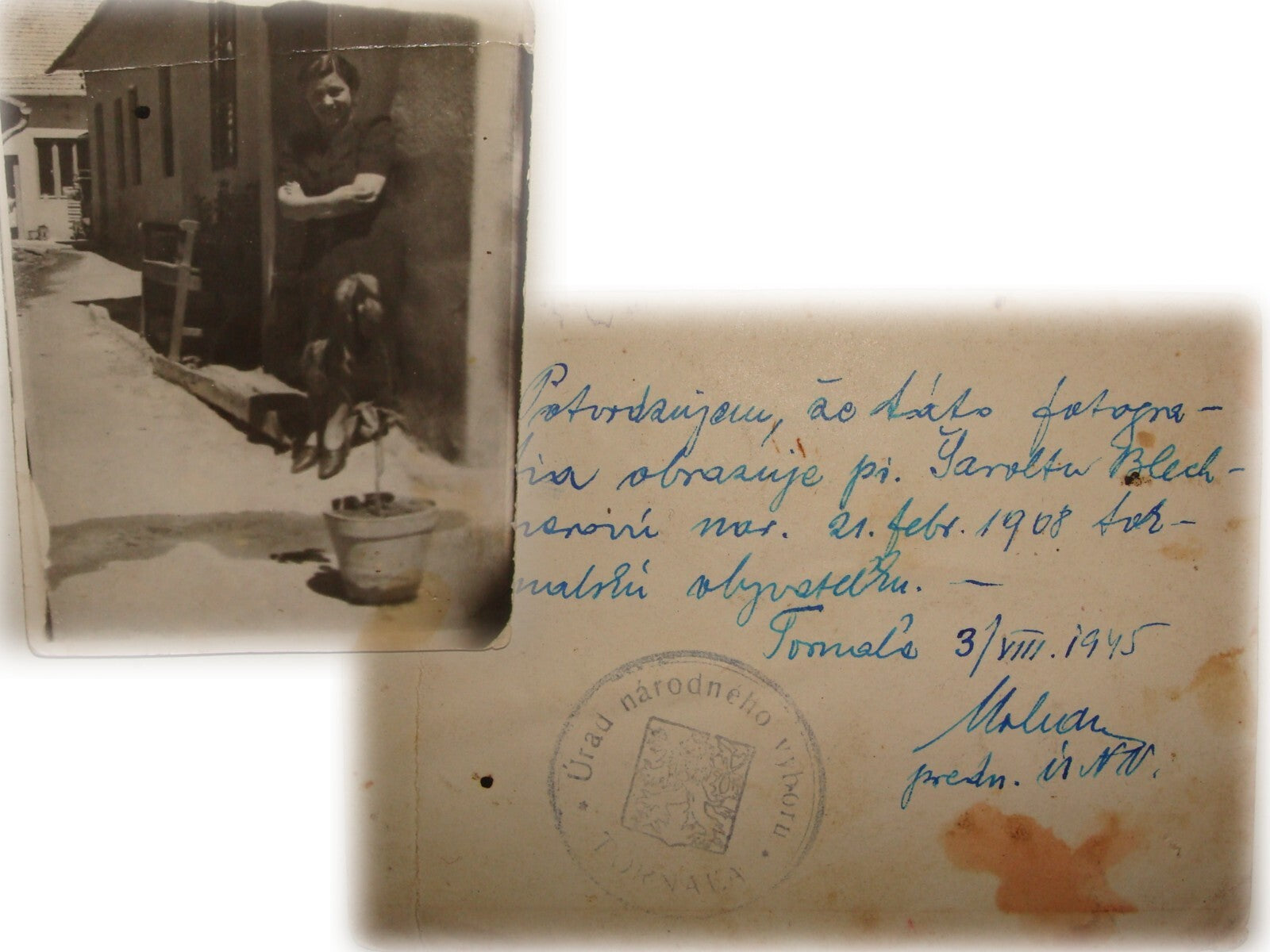 Photo Jewish Letter Judaica 1945 Slovakia Tornala