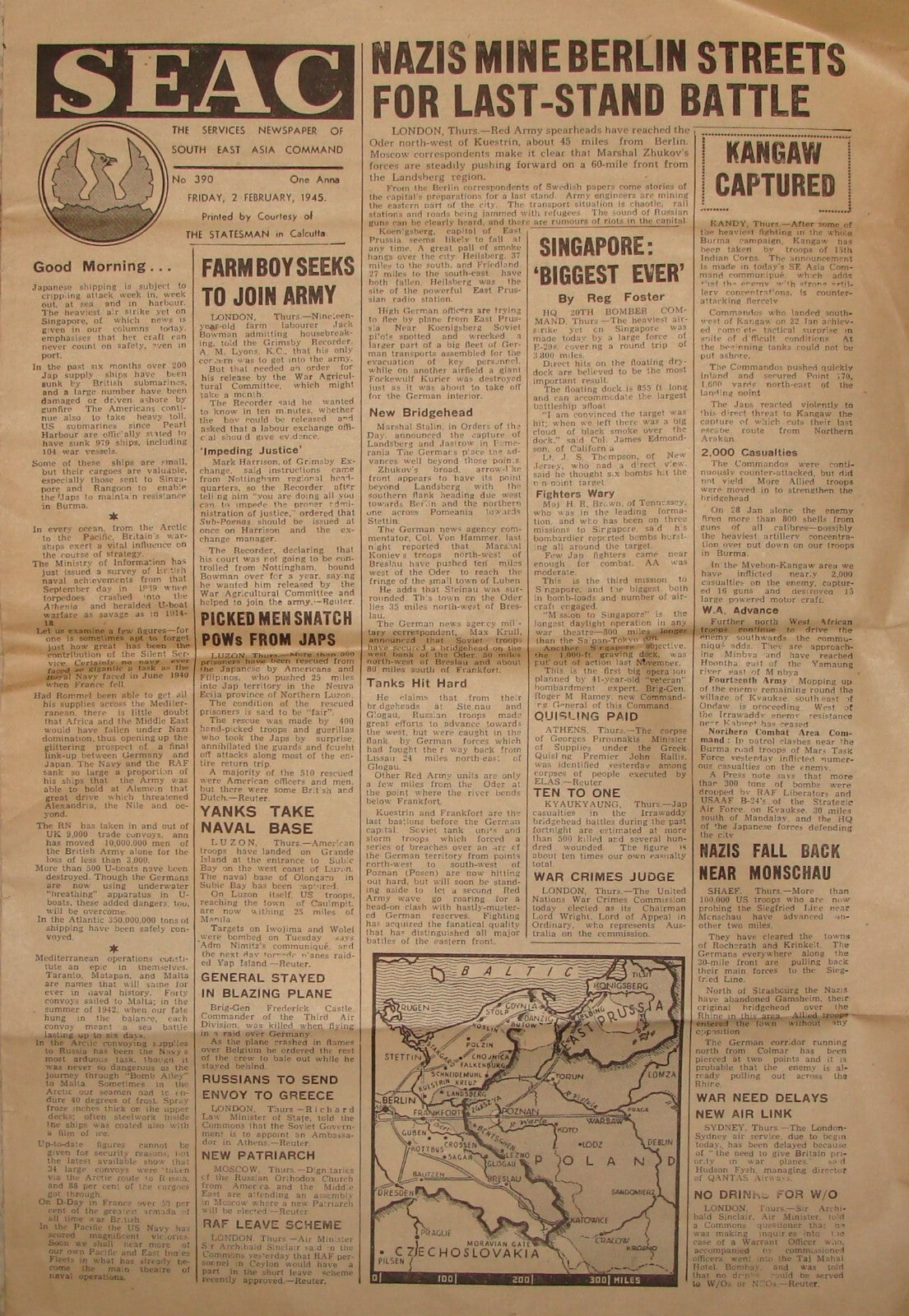 Germany SEAC 1945 World War II British Army Military India Newspaper   JAPAN USA