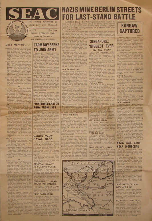 Germany SEAC 1945 World War II British Army Military India Newspaper   JAPAN USA