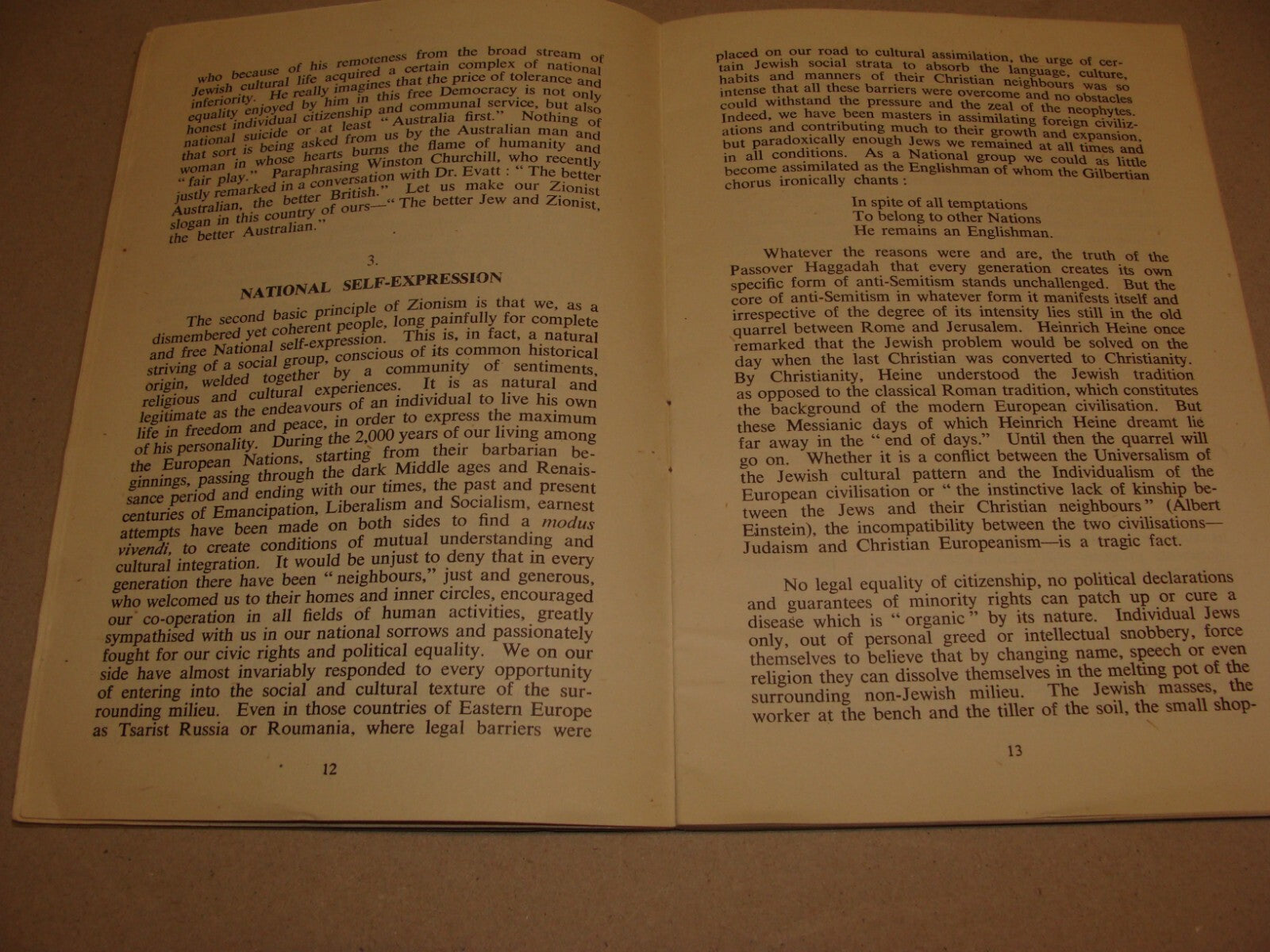 Booklet Palestine 1943 London Zionism Present Tasks Post War Aims Zionist Israel