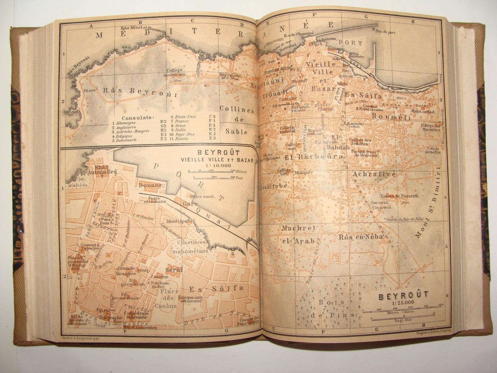Map Palestine German 1904 Karl Baedeker Palastina und Syrien Syria Guide Travel