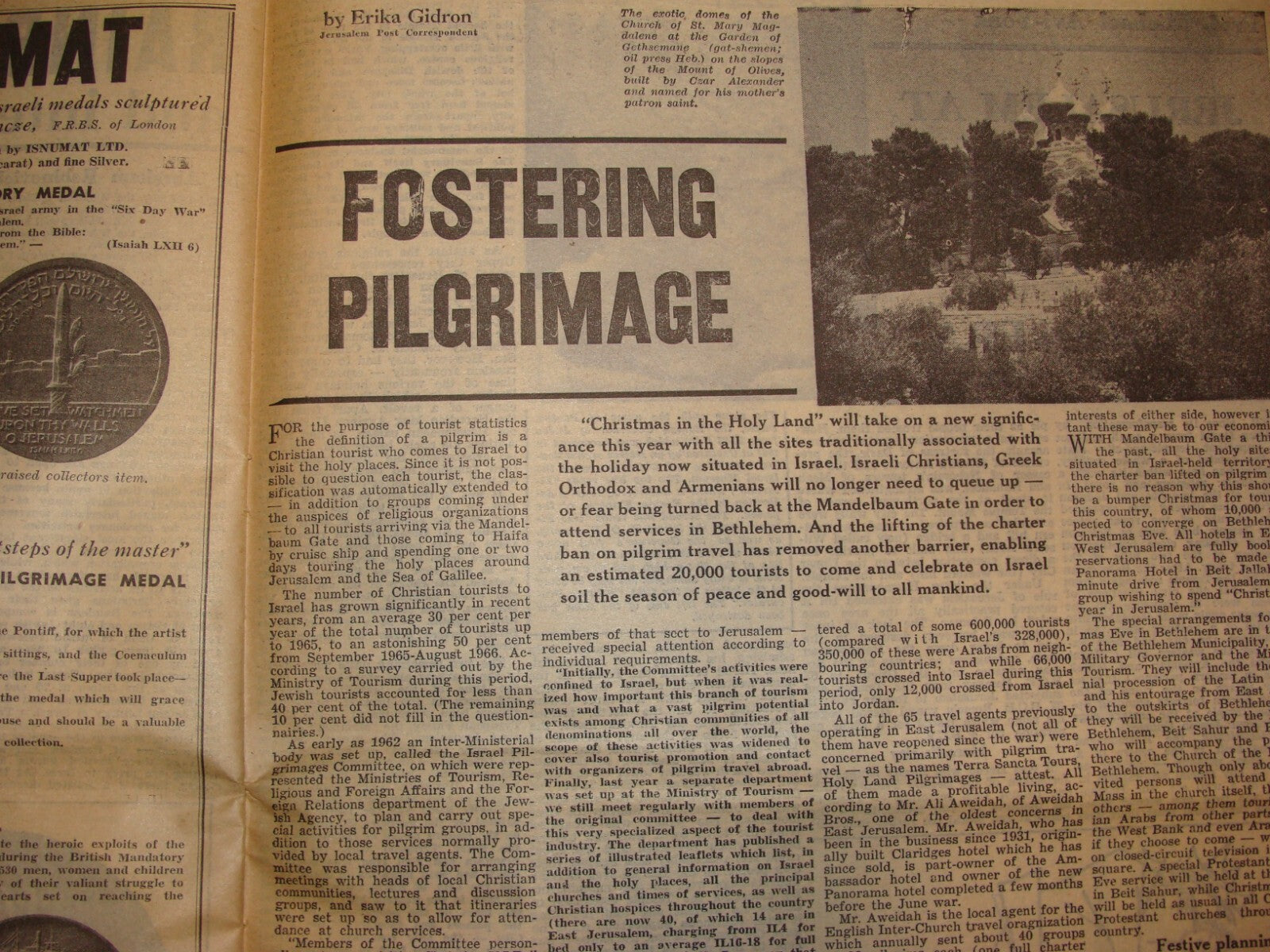 Newspaper Jewish 1967 Six Day War Jerusalem Post Israel Pilgrim EL AL Airlines