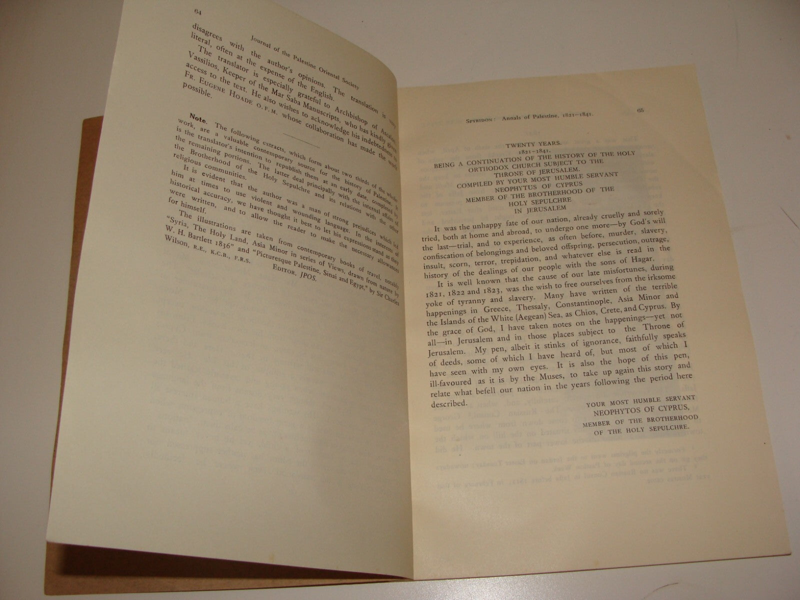 Booklet Palestine JOURNAL 1938 OF ORIENTAL SOCIETY Reprint Annals S. N. Spyridon