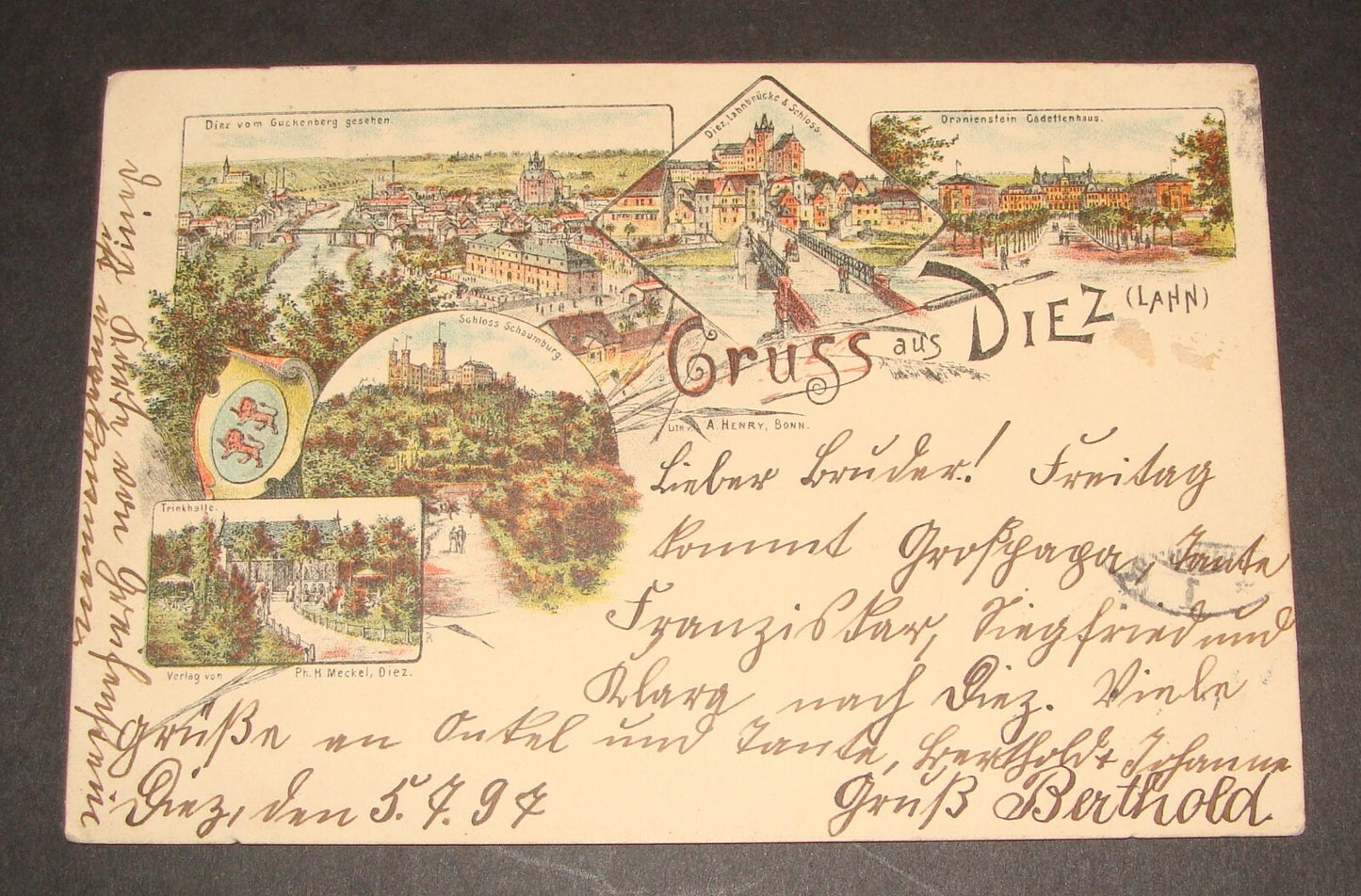 Germany 1897 German Gruss Aus Diez Lahn Postcard