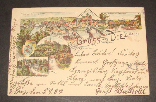 Germany 1897 German Gruss Aus Diez Lahn Postcard