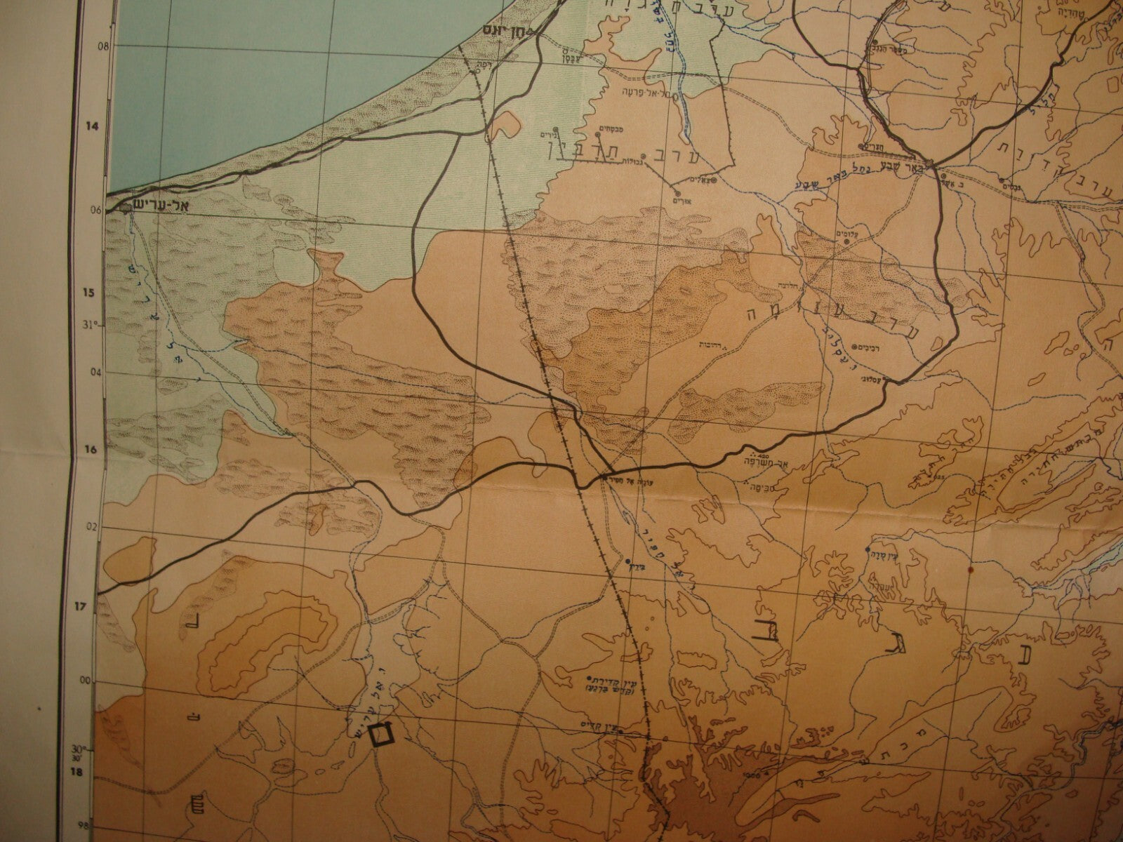 MAP Palestine Jewish Judaica 1940s ISRAEL LARGE 1:500.00 66X98 CM