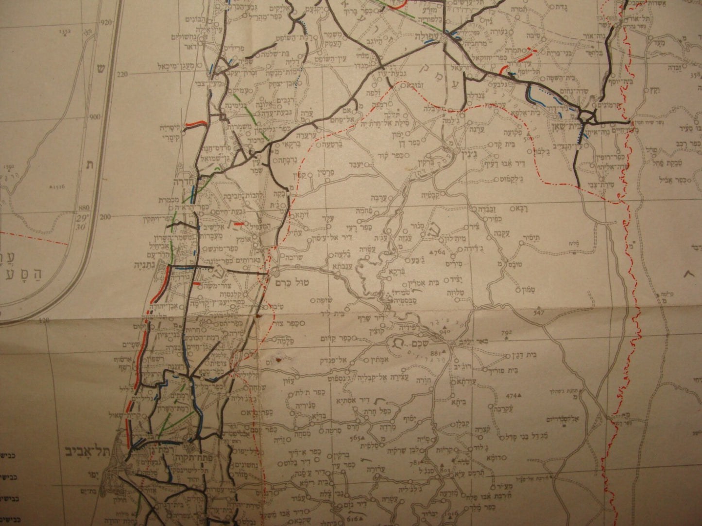 Ad Israel Map 1950 Road Public Construction Dept Hebrew