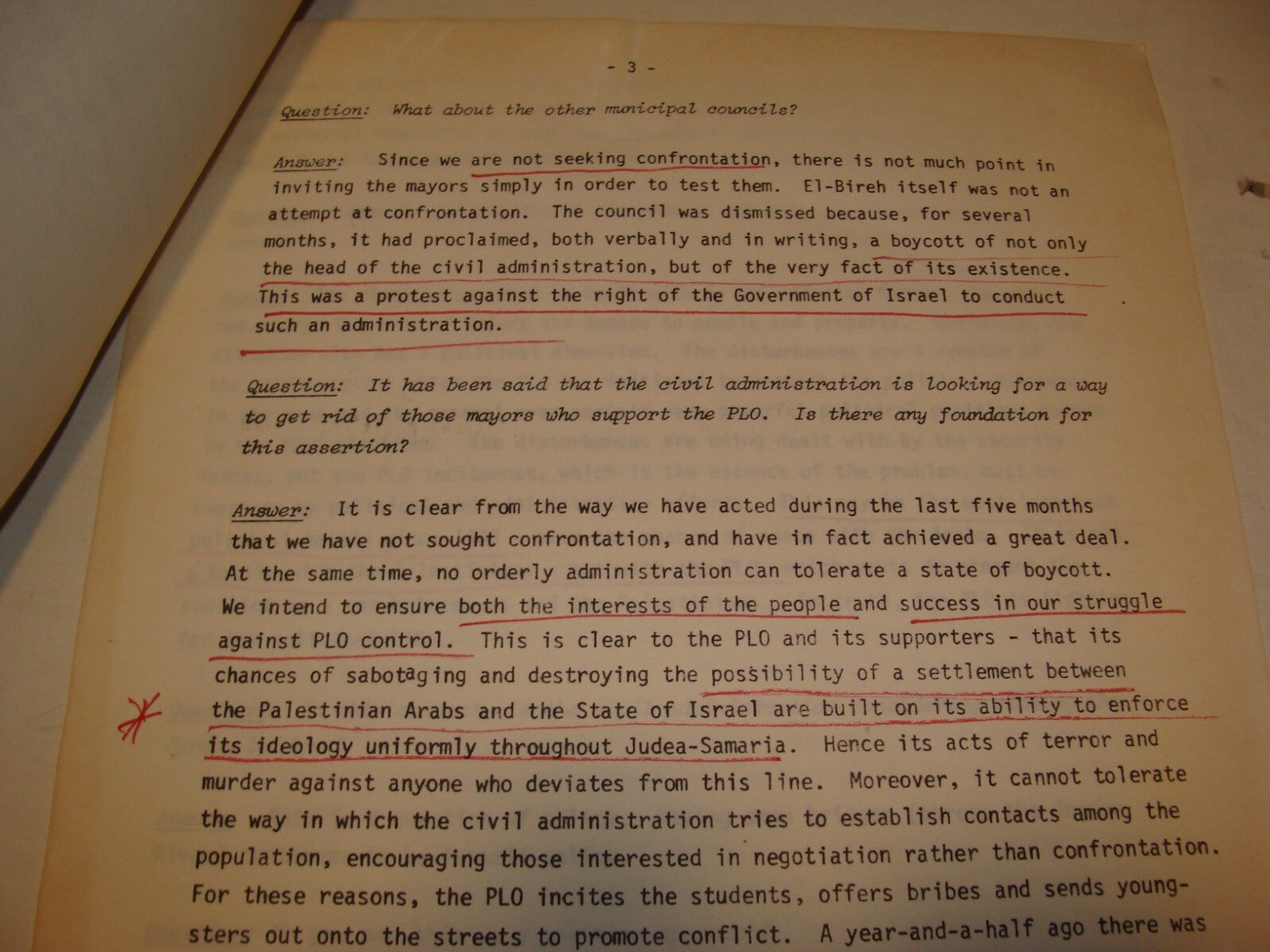 Jewish ISRAEL 1982 Israeli Foreign Affairs Brief Arab West Bank Palestine PLO