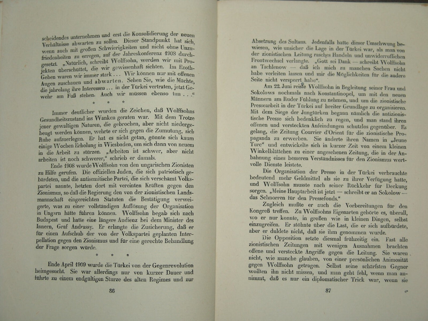 Book Jewish Judaica 1921 David Wolffsohn Herzl Zionism Zionist Congress German