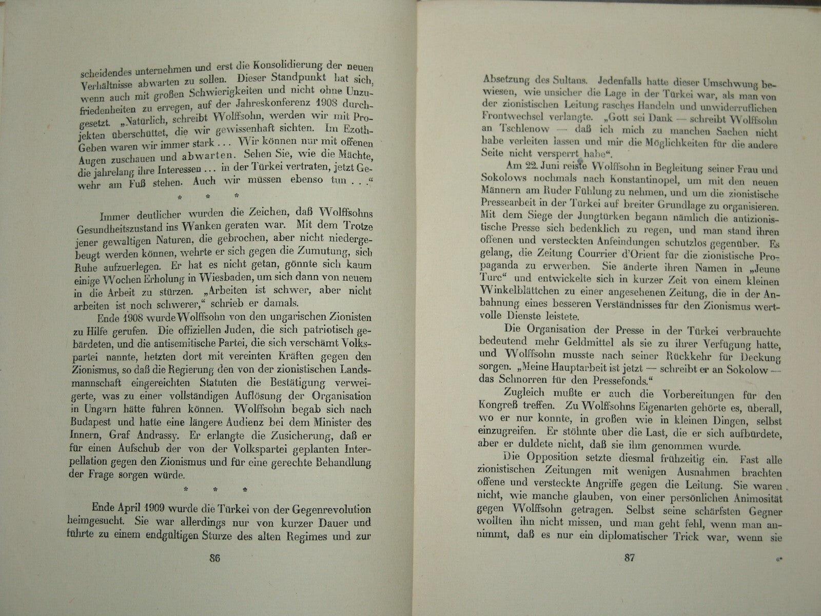Book Jewish Judaica 1921 David Wolffsohn Herzl Zionism Zionist Congress German