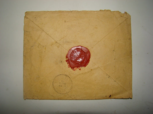 antique 1910 Credit Foncier de France red stamp seal letter 