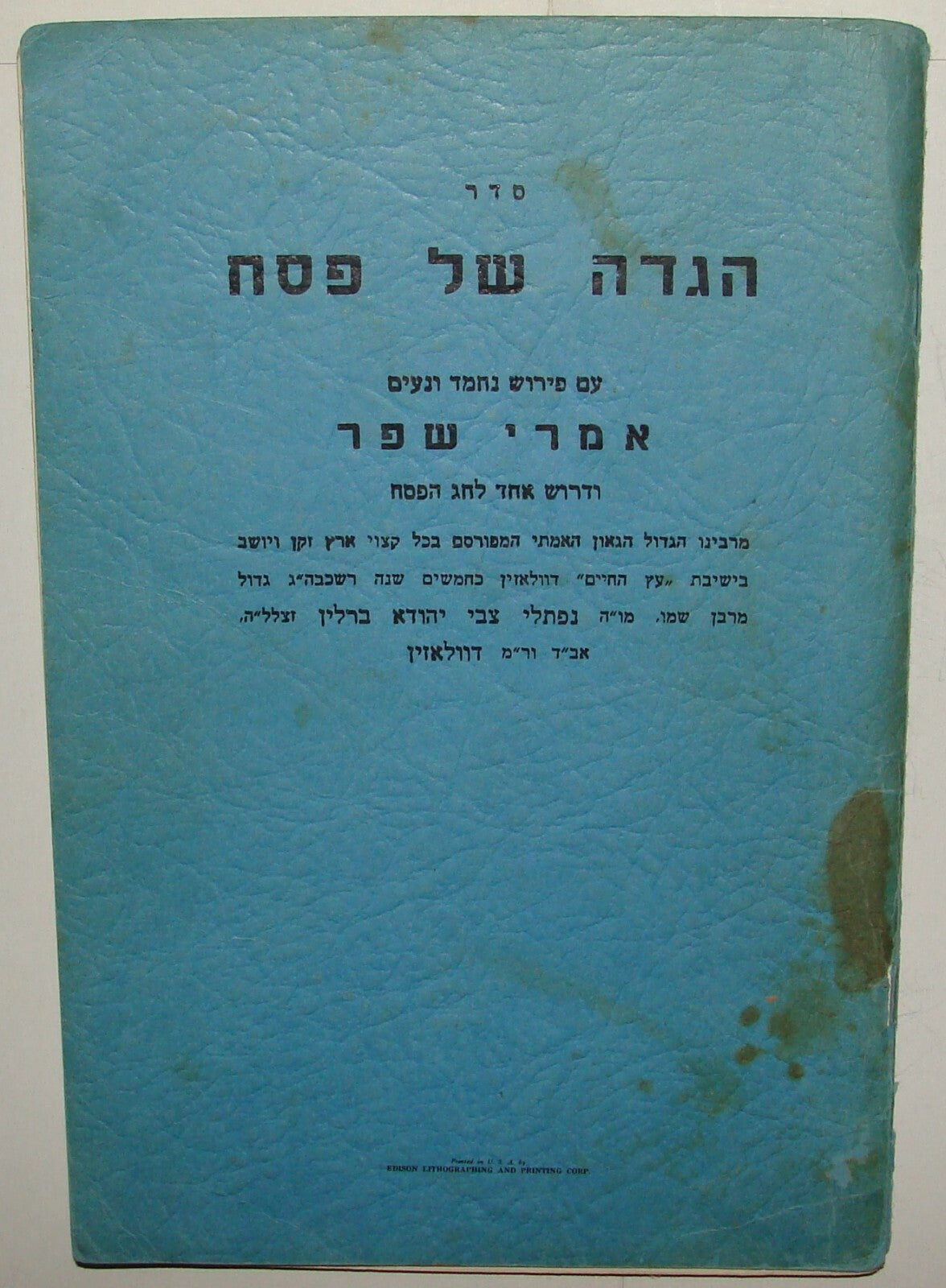 Jewish Judaica Rabbi Berlin Volozhin Passover Haggadah United States Print