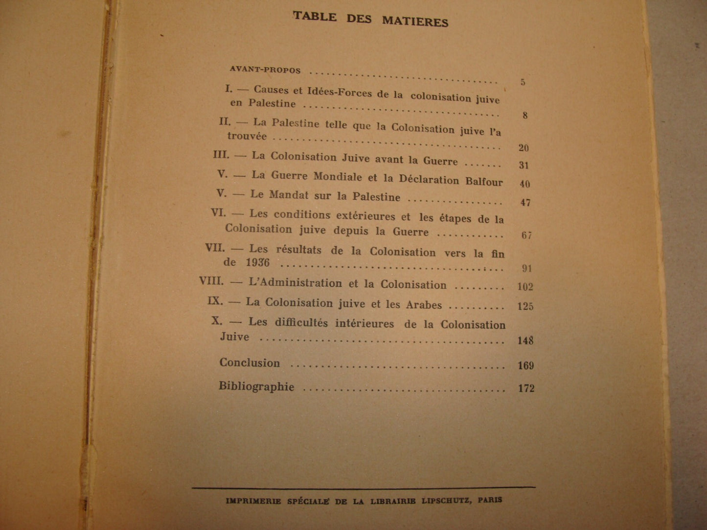 Book Jewish 1937 French France Palestine Israel Colonisation Zionism British Era