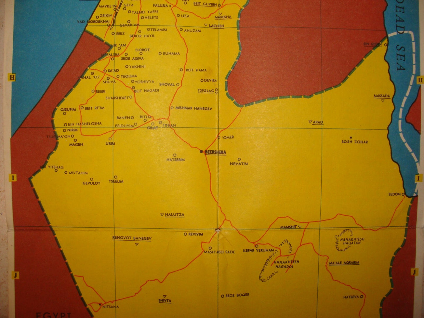 1950s-60s ISRAEL Tourist Map Pre Six Day War Lines PILGRIM Holy Land