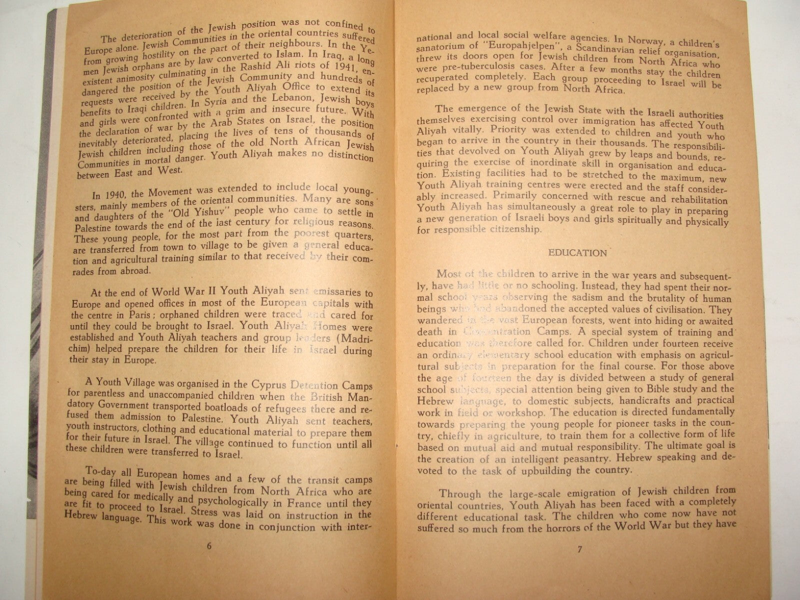 Booklet Jewish Agency Judaica 1950 Israel Israeli Zionist Youth Aliyah Photos