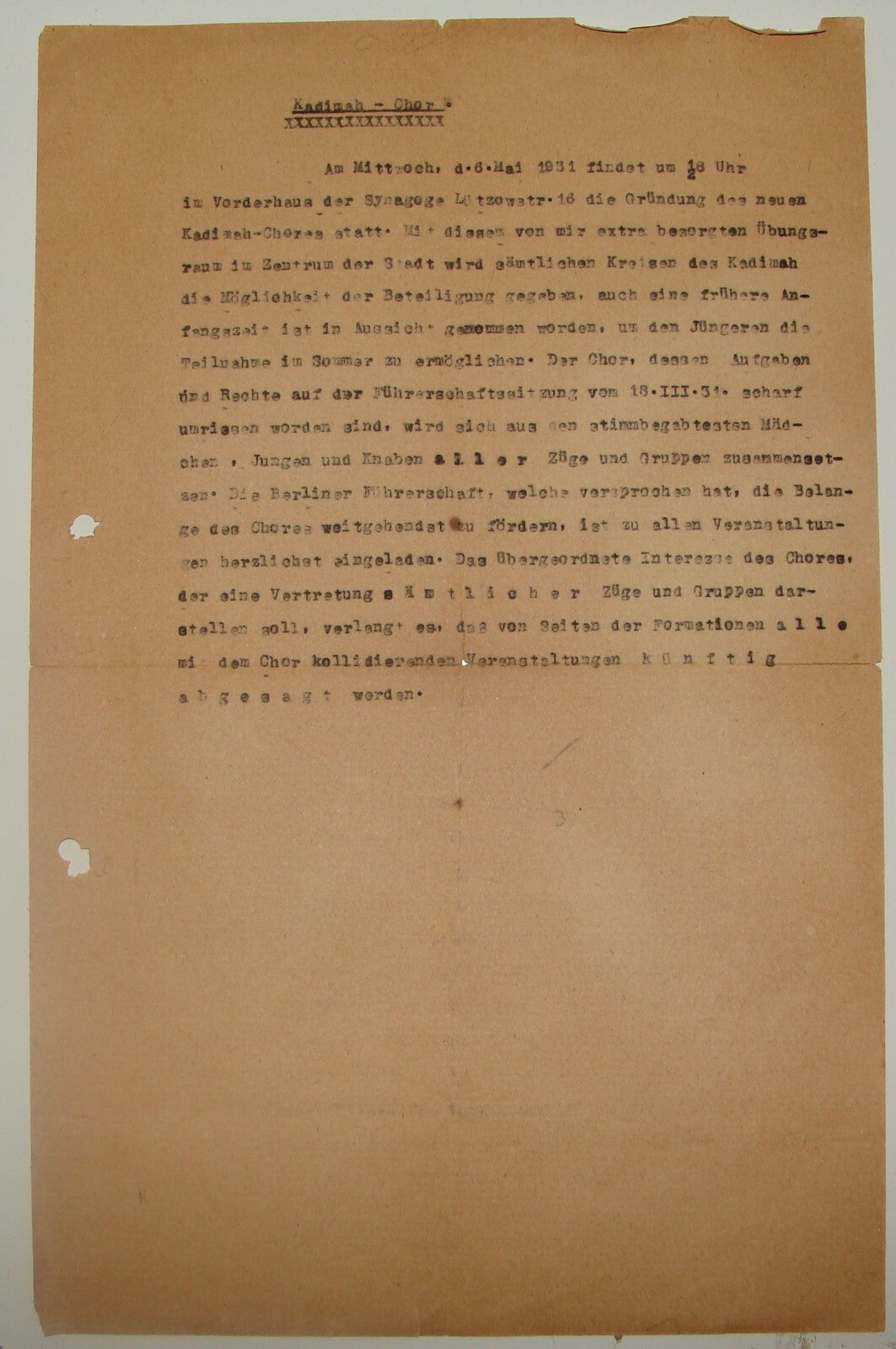 Germany Letter Jewish Judaica German 1931 KADIMAH Zionist Youth Synagogue Berlin