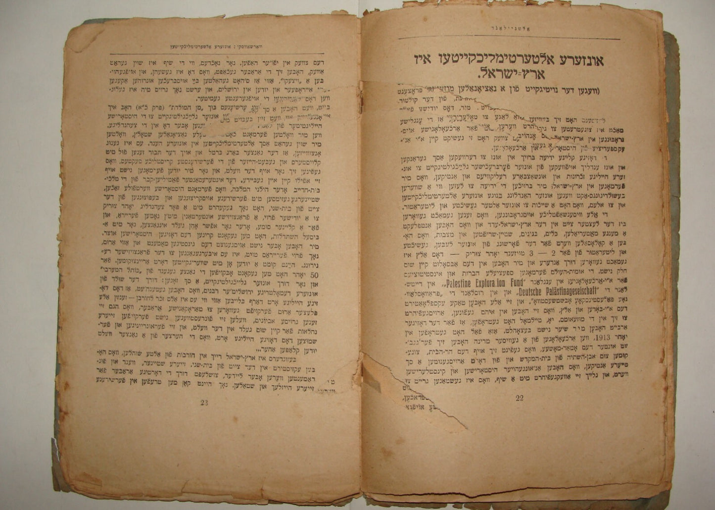 RARE Jewish Judaica ALTNEULAND Yiddish Poland Warsaw Monthly 1919 Zionist PHOTOS