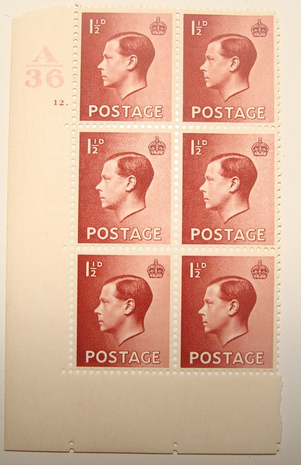 Great Britain King Edward VIII 1936 Stamp Block MNH