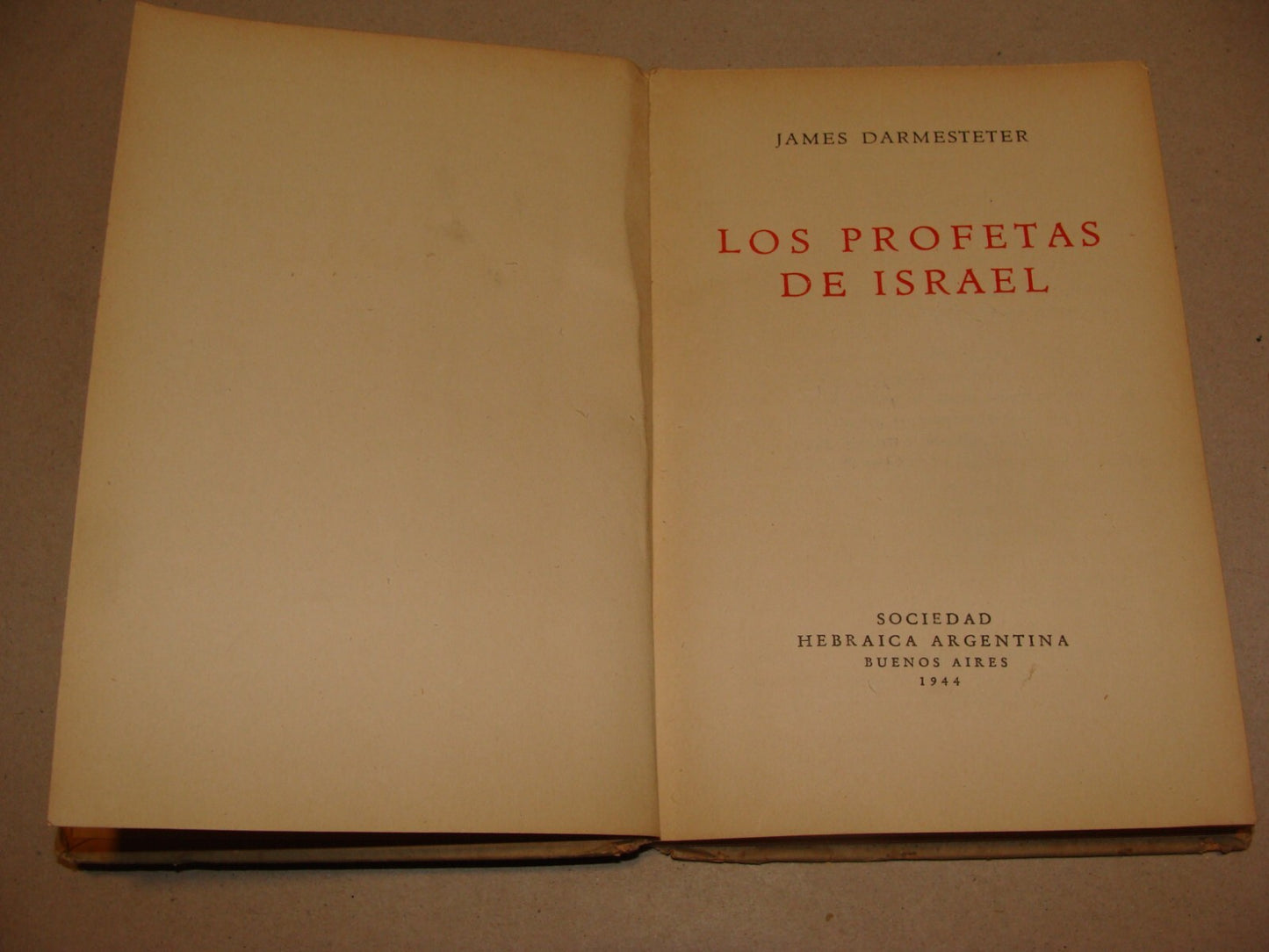 Book Jewish Judaica 1944 Israel Prophets Argentina Spanish Darmesteter