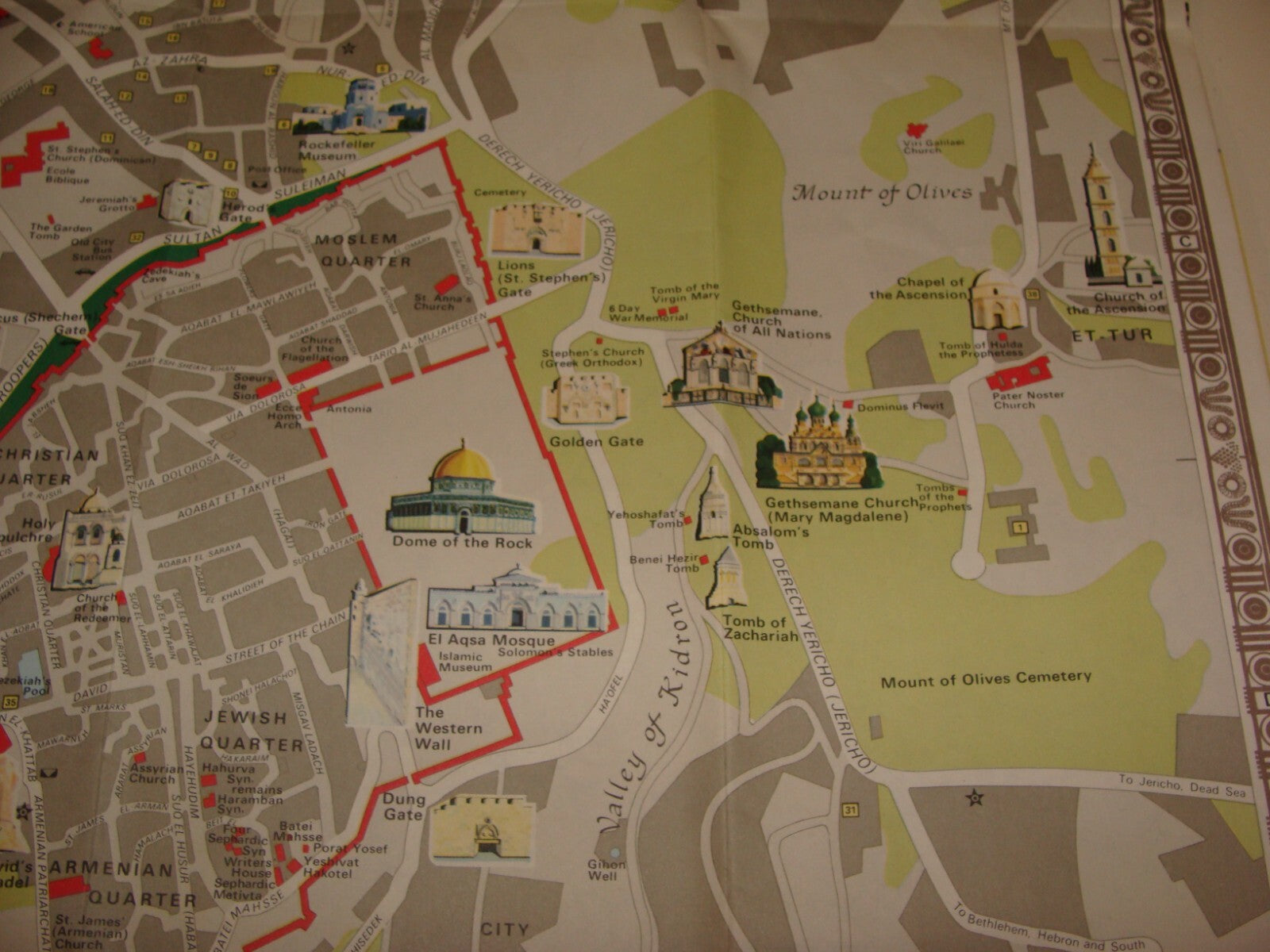 Map Jewish Judaica Israel Israeli JERUSALEM 1973 Guide Info Brochure