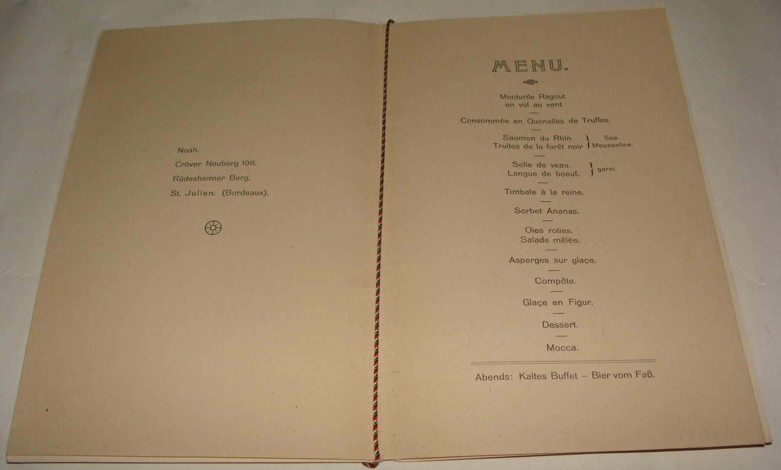 Germany Jewish Judaica 1913 German   Frankfurt Menu Frau Nelly Hirsch