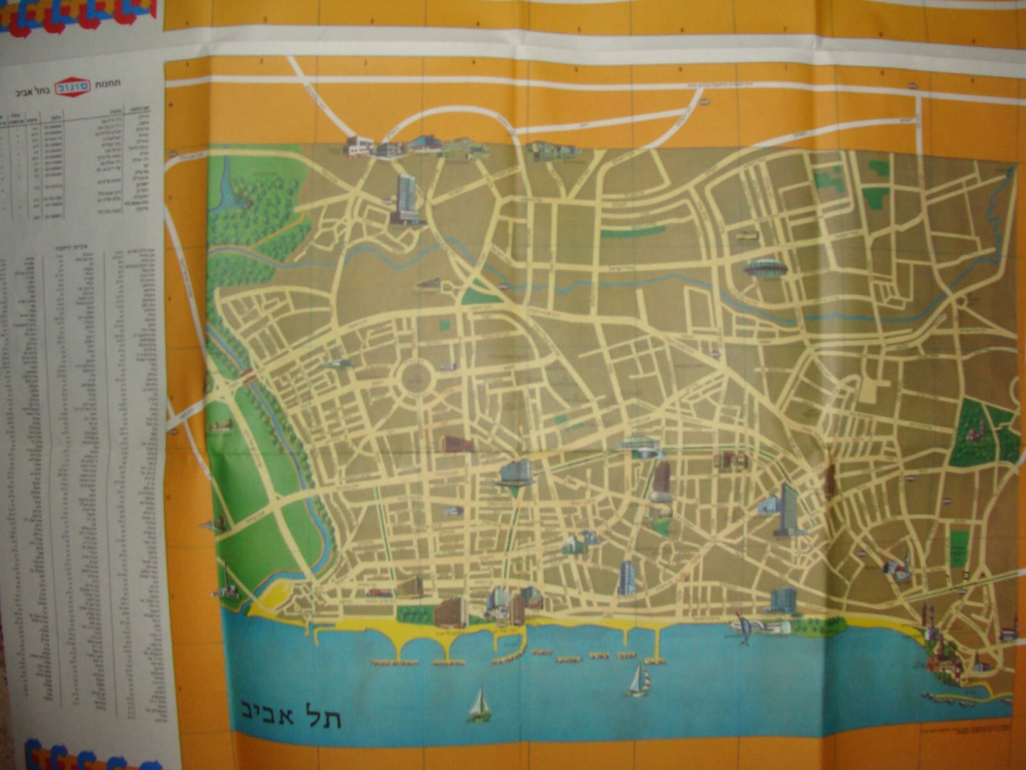 Map Israel Israeli 1986 SONOL Gas Oil Company Haifa Tel Aviv Pictorial