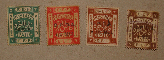 Stamp Palestine Israel 1920s OPDA O.P.D.A EEF Overprint x4