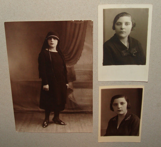 Photo Jewish Card Judaica 1920s Poland Bialystok Postcard Woman Writing on the