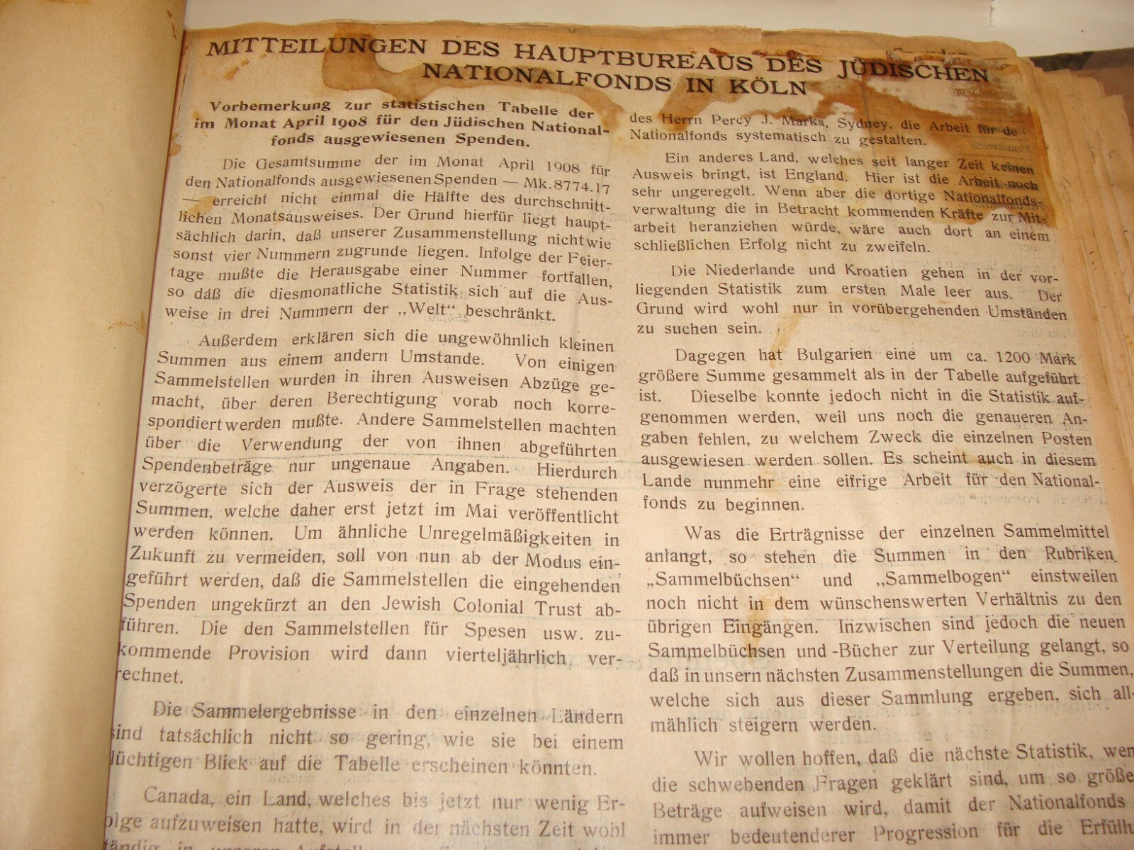 Germany Newspaper Jewish Book National Fund Judaica 1908 German Die Welt Zionist