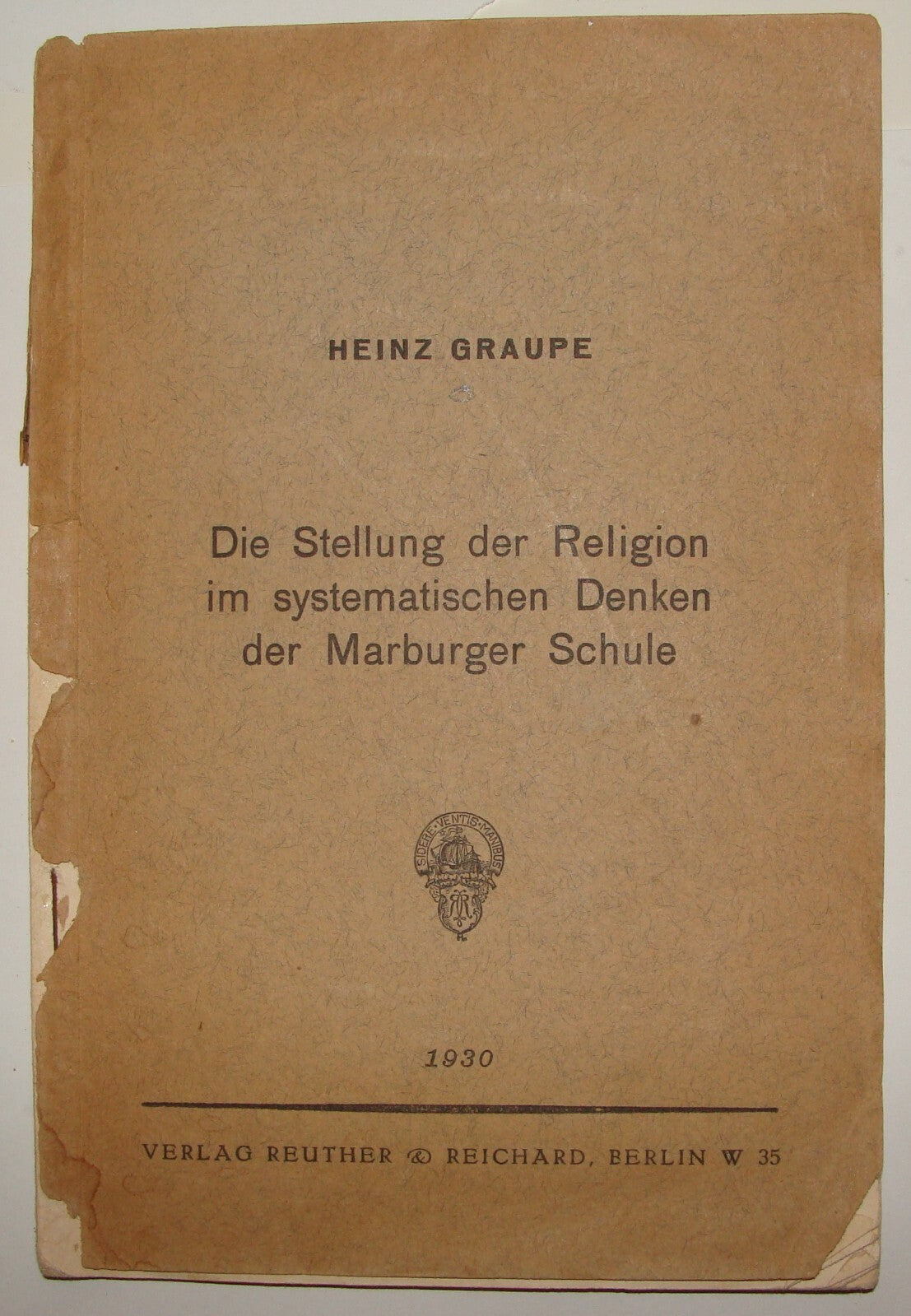 Germany Book Jewish Judaica 1930 Heinz Graupe Religion Philosophy Marburg School