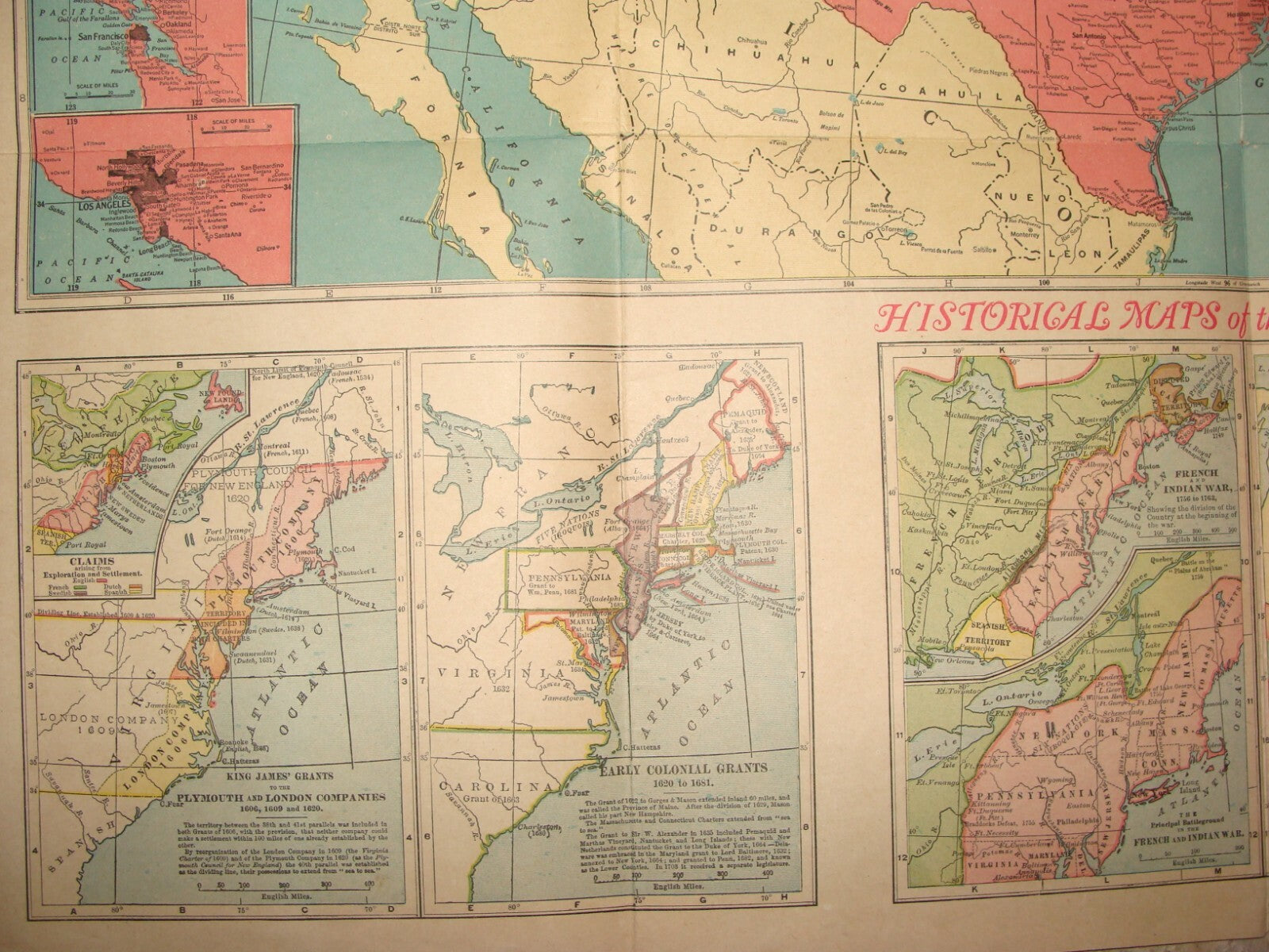 RARE Hammond's Map Of The United States C.S. HAMMOND 1920s