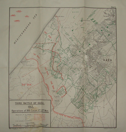 Palestine Israel Map Army Military WWI Turkish British Army Military GAZA