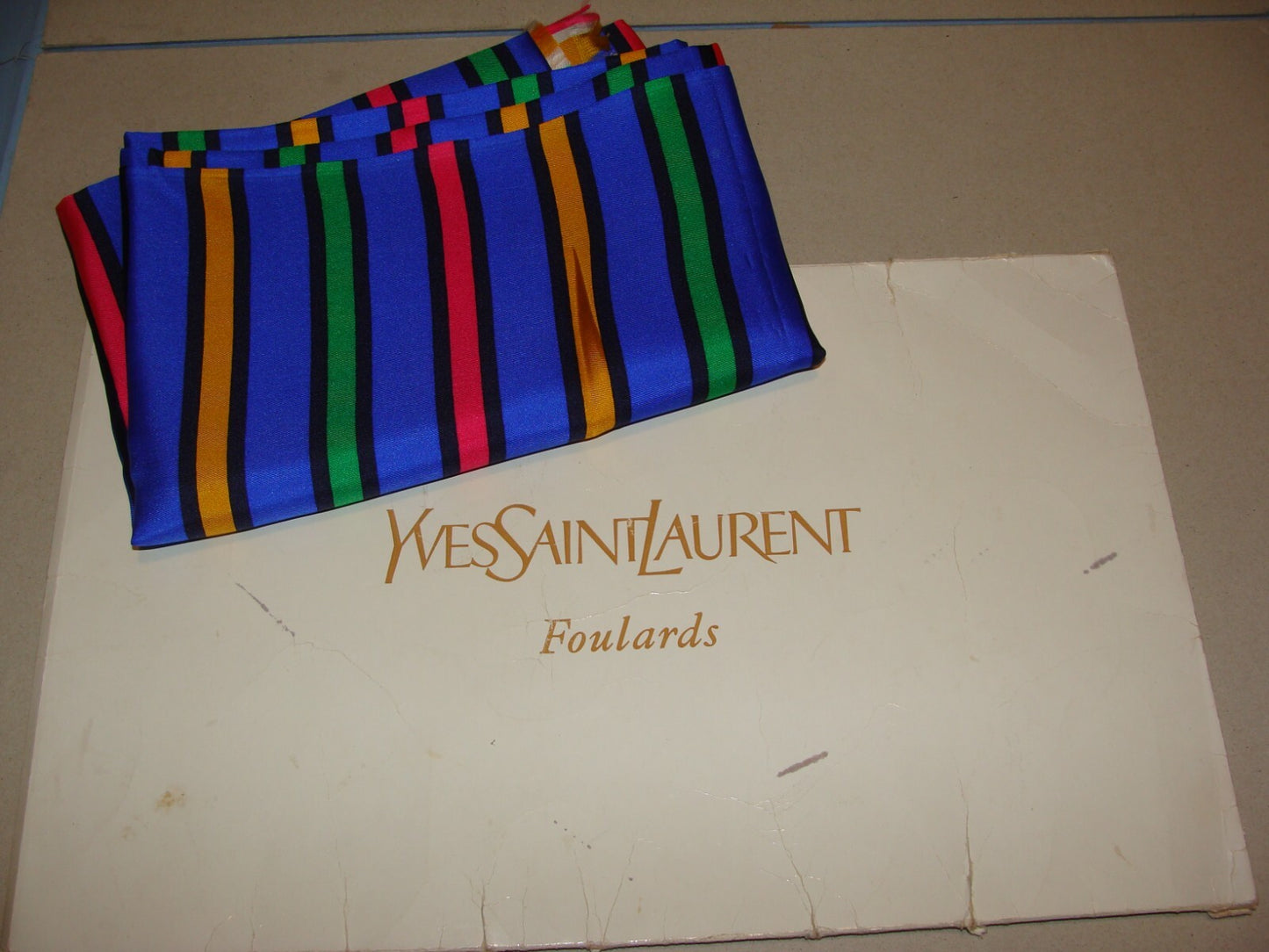Yves Saint Laurent Foulards Silk Scarf Vintage With Box Case
