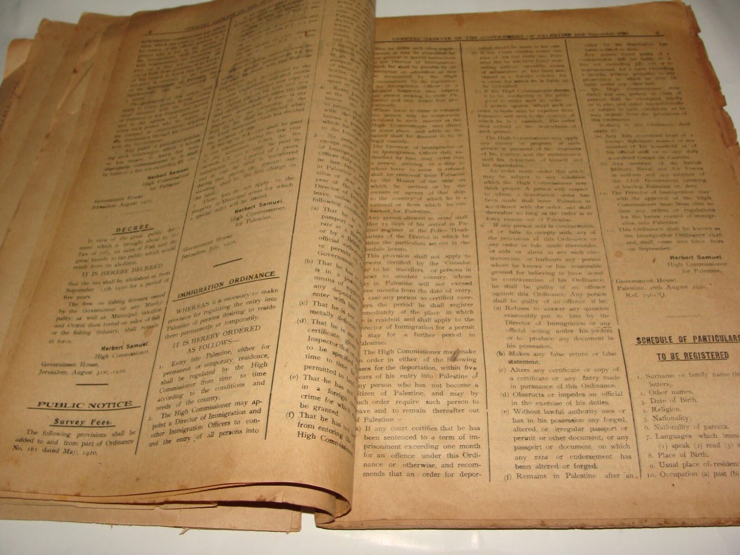 Pol Newspaper Palestine RARE British Government of Gazette OETA SOUTH 1920