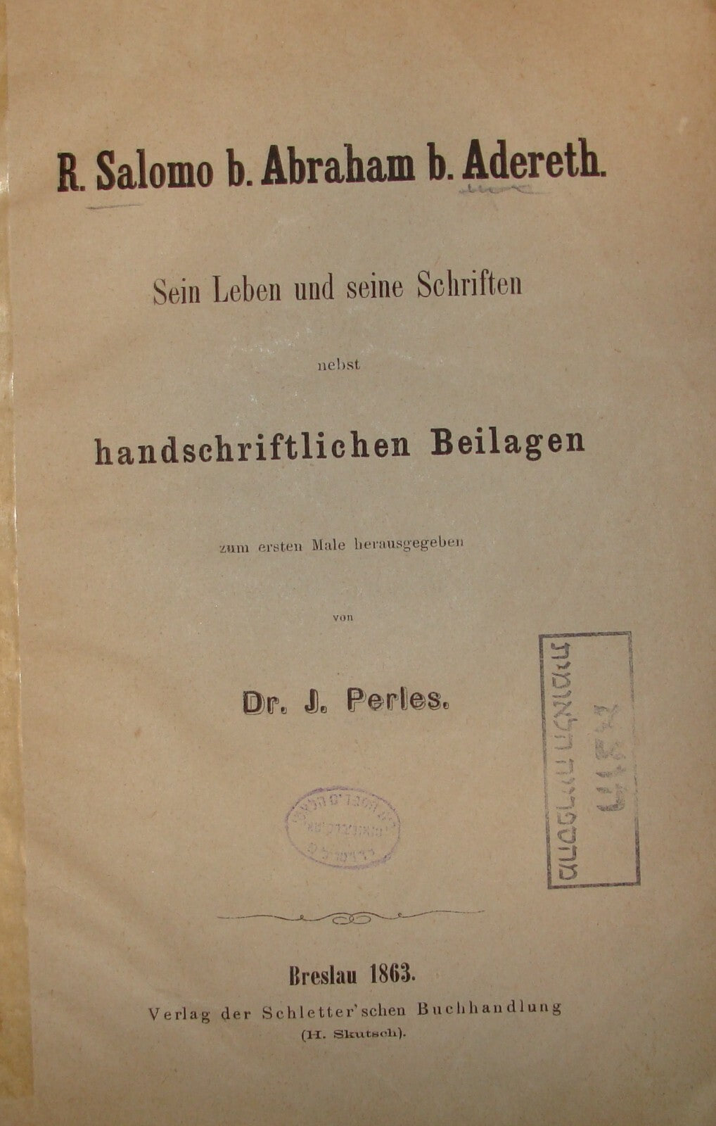 Germany Book Jewish Judaica German   Poland Rabbi Shlomo B. Adereth Sephardic