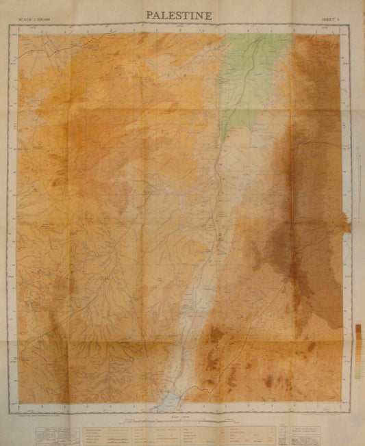 1946 Palestine Israel South NEGEV Map Egypt Sinai Trans Jordan
