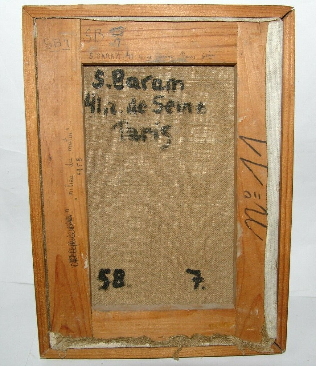 israel israeli art Sioma Baram abstract oil painting signed France Paris 1958