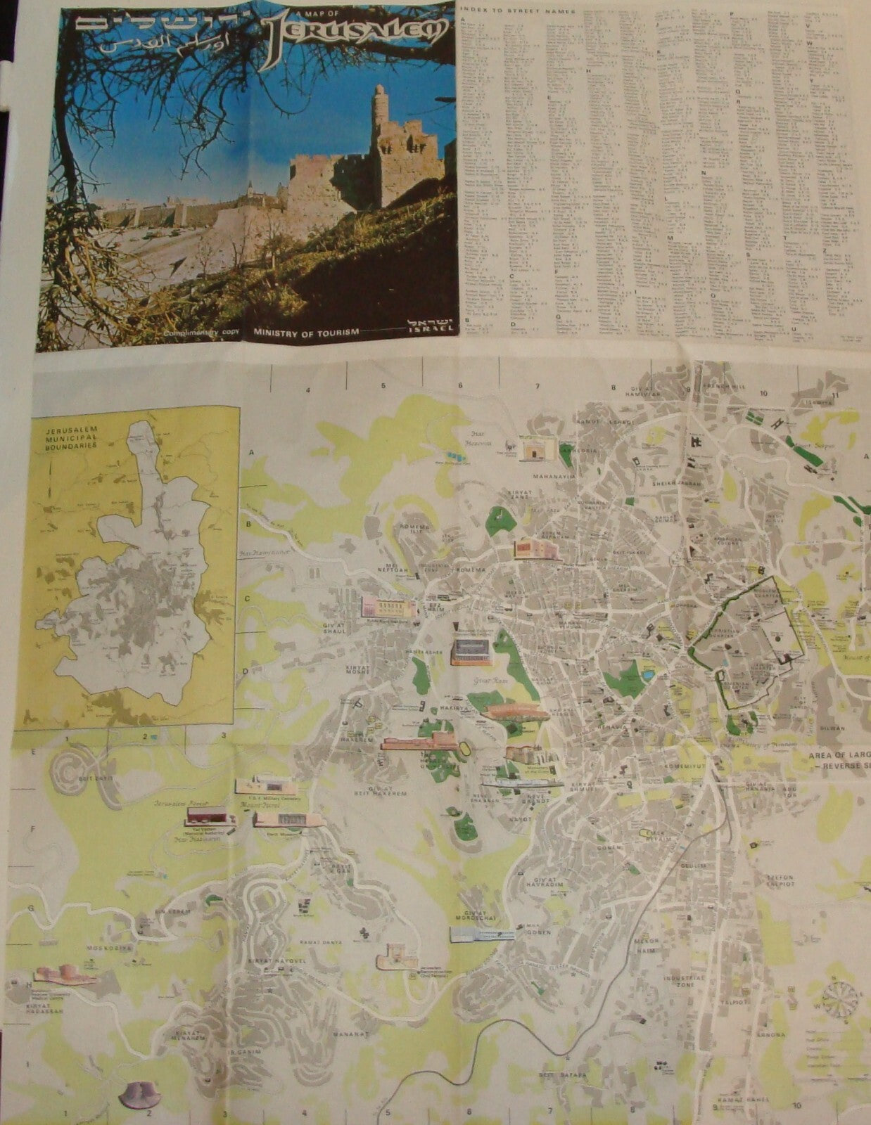 Map Jewish Judaica Israel Israeli JERUSALEM 1973 Guide Info Brochure