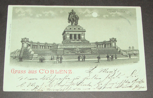 Germany 1897 German   Gruss Aus Coblenz Postcard Kaiser Wilhelm