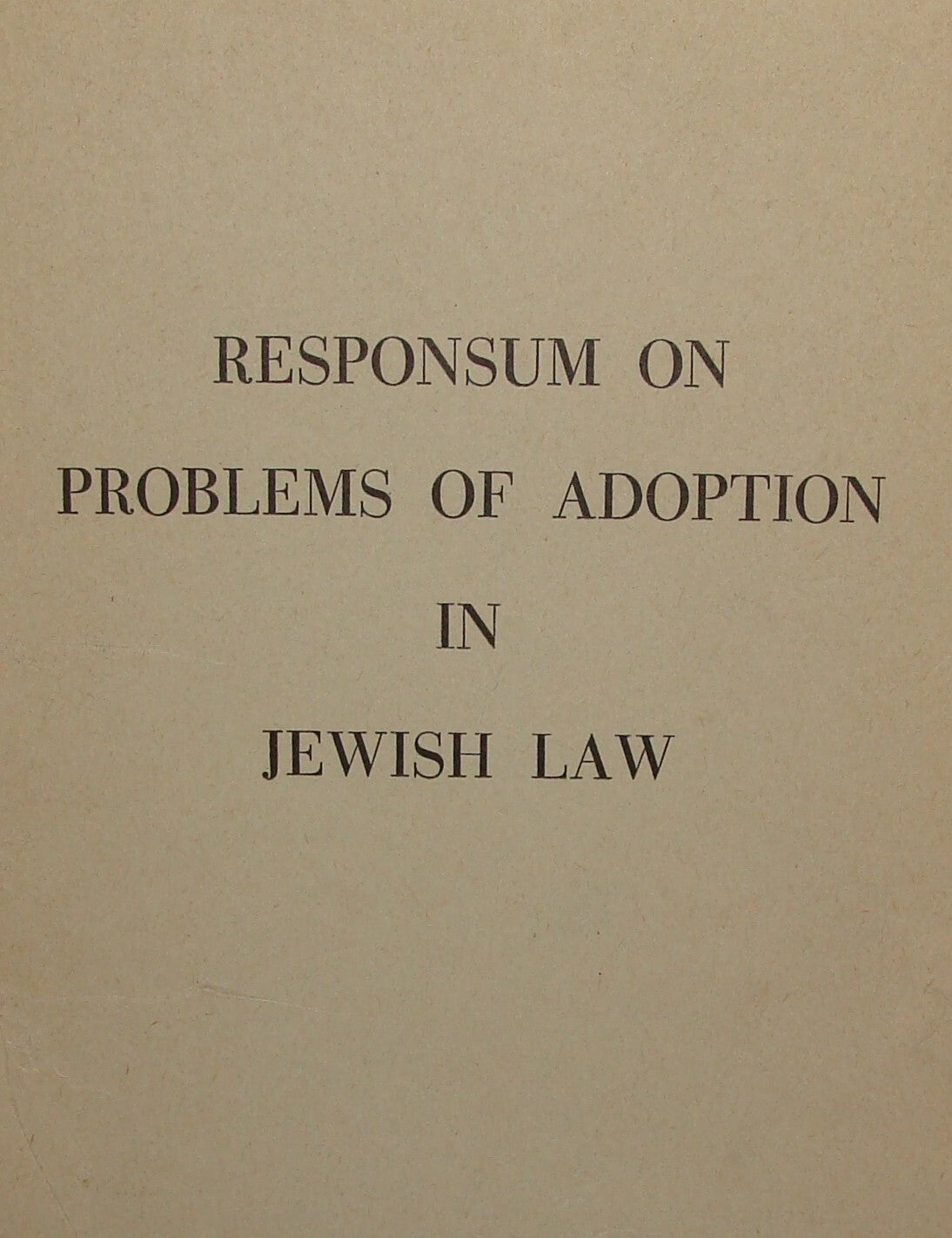 Booklet Jewish Ad Judaica 1969 UK England London ADOPTION LAW Rabbi Steinberg