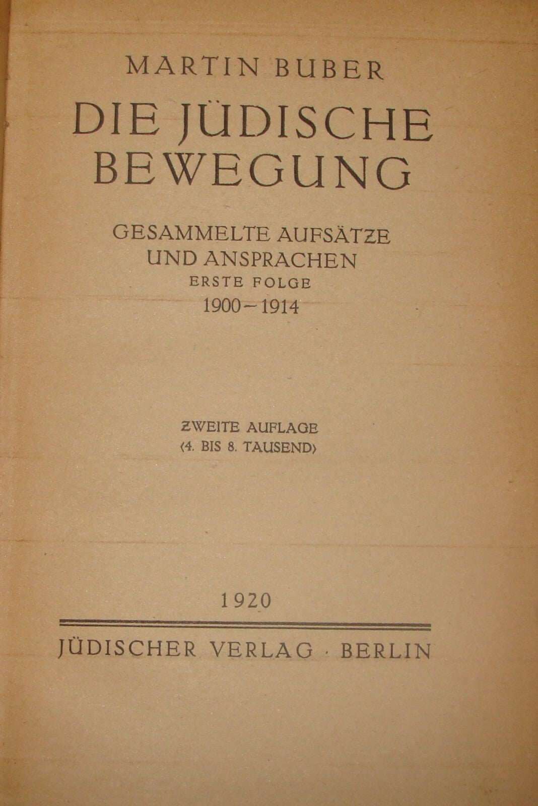 Germany Book Jewish Judaica 1920 German Martin Buber Judische Bewegung History