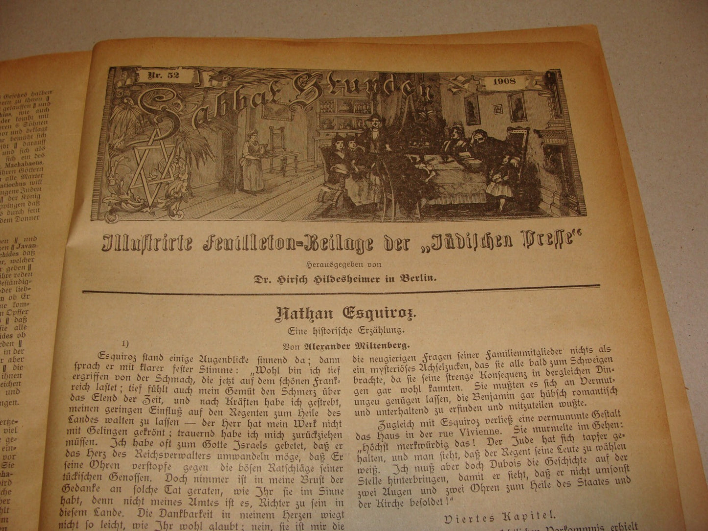 Germany Newspaper Jewish RARE Judaica German Sabbat Stunden 1908 Hildesheimer