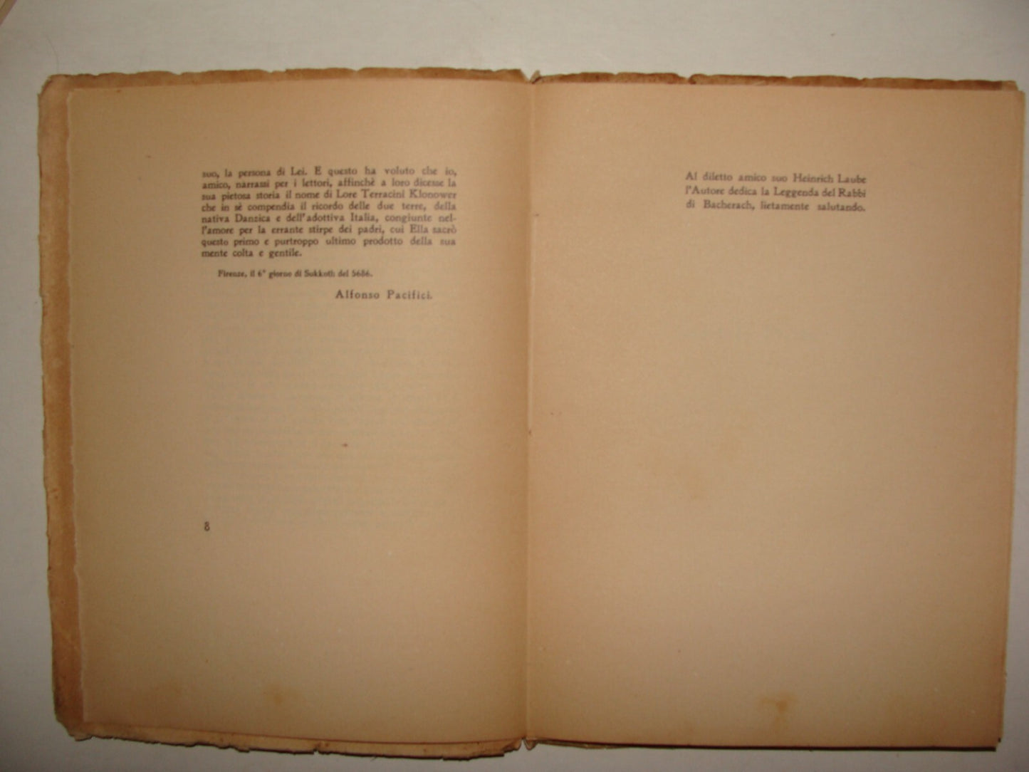 Book Jewish Judaica 1926 Heinrich Heine Bacherach Rabbi Italy Italian