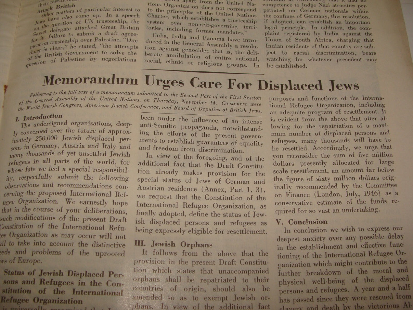 $ Germany 1946 Post WWII Bulettin Jewish American THE RECORD Cyprus Europe